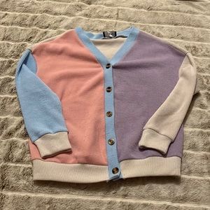 Cider sweater pink, blue, purple, cream